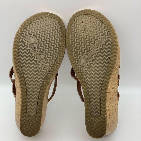 Skechers Beverlee-Tiger Posse Wedge Leather Sandals Size 9 - Picture 10 of 10